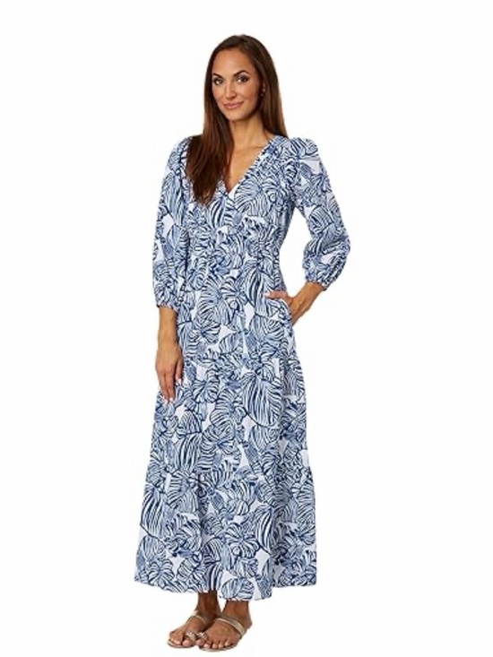 Lilly Pulitzer Dresses & Skirts - Lilly Pulitzer Deacon 3/4 Sleeve V-Neck Aegean Navy Beach Path Size 8